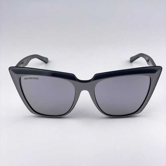 Balenciaga BB0046S 006 Sunglasses Silver Gray Shiny Mirrored Cat Eye Women main image 9